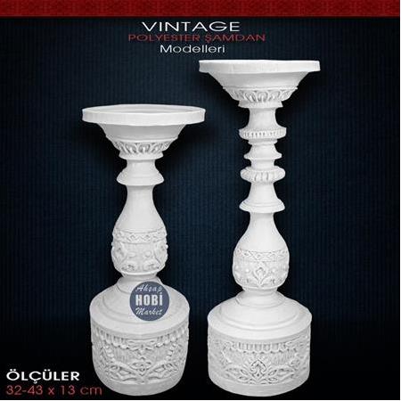 Vintage Şamdan Mumluk (43x13cm) Büyük Boy