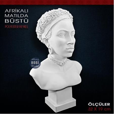 Afrikalı Matilda Büstü Heykeli (32x19 cm) Ham Polyester