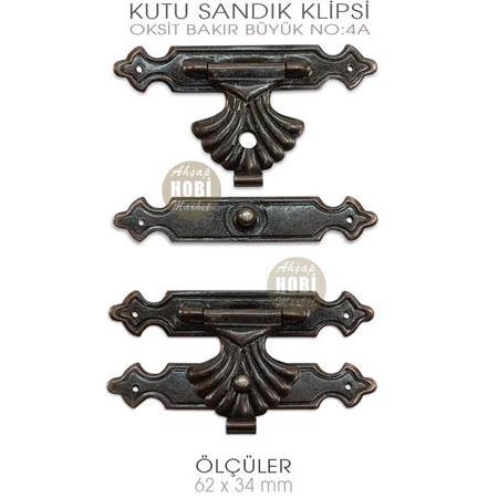 Kutu ve Sandık Klipsi No 4 Oksit Büyük Boy (62x34 mm) Vida Hediye