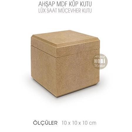 Ahşap Lüx Saat ve Mücevher Kutusu Tekli (10x10x10cm) Küp Kutu