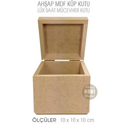 Ahşap Lüx Saat ve Mücevher Kutusu Tekli (10x10x10cm) Küp Kutu