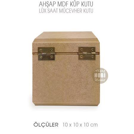 Ahşap Lüx Saat ve Mücevher Kutusu Tekli (10x10x10cm) Küp Kutu