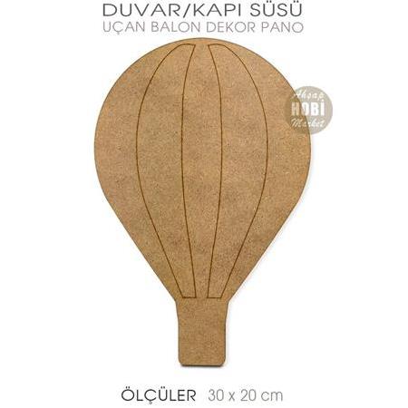 Uçan Balon Ahşap Duvar Pano Kapı Süsü (30x20 cm)