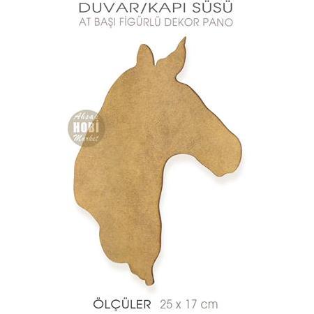 At Başı Figürlü Ahşap Duvar Pano Kapı Süsü (25x17 cm)
