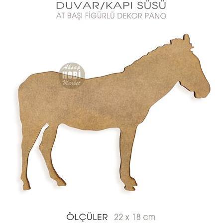 At Figürlü Ahşap Duvar Pano Kapı Süsü (22x18 cm)