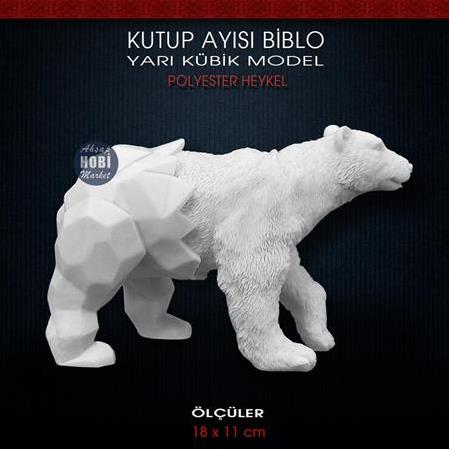 Kutup Ayısı Biblo Yarı Kübik (18x11 cm) Ham Polyester