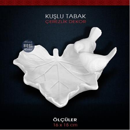 Kuşlu Tabak Çerezlik ve Dekor (16x15cm) Ham Polyester