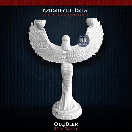 Polyester Mısırlı Kadın isis Şamdan - (31x24cm)