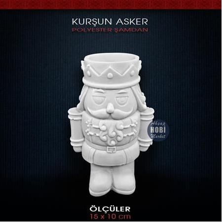 Polyester Kurşun Asker Şamdan Mumluk (15x10cm) HB578