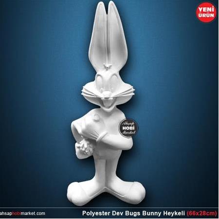 Polyester Bugs Bunny Heykeli Büyük (66x28cm)