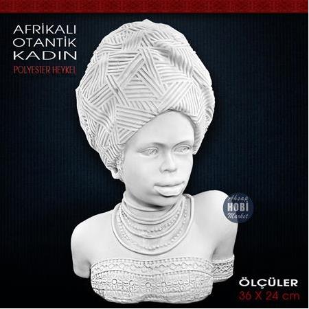 Afrikalı Otantik Kadın Heykeli (36x24 cm) Ham Polyester