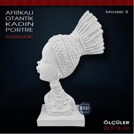Afrikalı Otantik Zenci Kız Heykeli Model 3 (28x18 cm) Ham Polyester