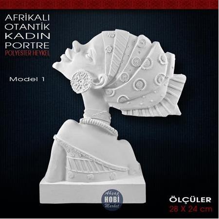 Afrikalı Otantik Zenci Kız Heykeli Model 1 (28x24 cm) Ham Polyester