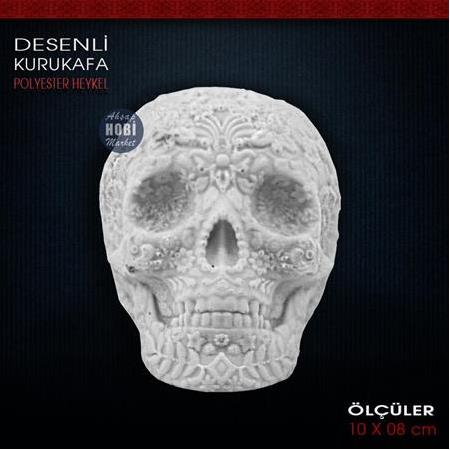Desenli Kurukafa Biblo Heykeli (10x8 cm) Ham Polyester