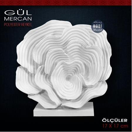 Gül Mercan Biblo Heykeli (17x17 cm) Ham Polyester