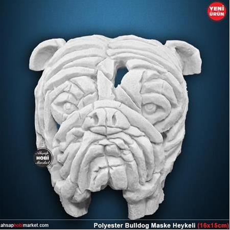 Polyester Bulldog Maske Biblo Heykeli (16x15cm) HB570