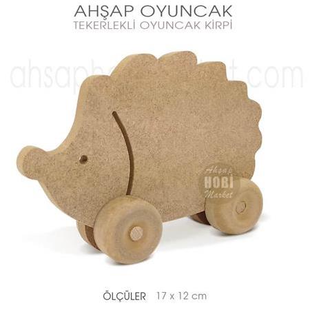 Ahşap Oyuncak Tekerlekli Kirpi (17x12 cm)