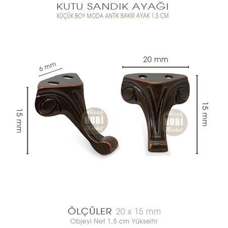 Metal Kutu Ayağı Moda Model Küçük (20x15 mm) Antik Bakır