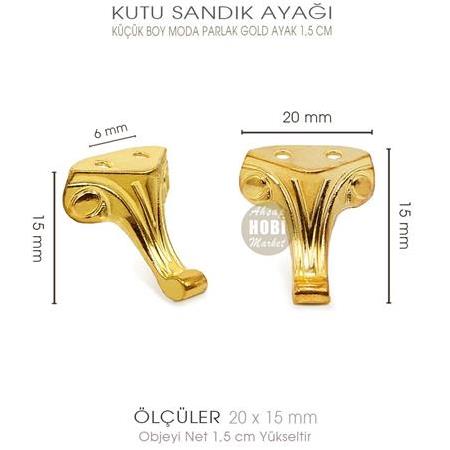 Metal Kutu Ayağı Moda Model Küçük (20x15 mm) Parlak Gold