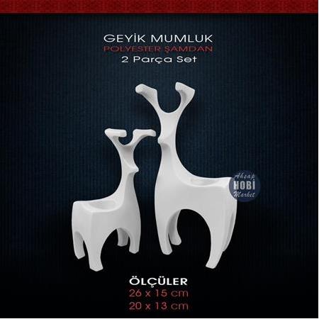 Polyester Modern Geyik Tealight Biblo Seti (2 Parça)