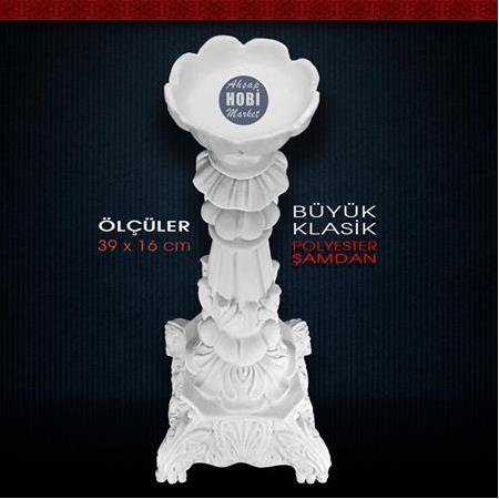 Polyester Büyük Klasik Şamdan Mumluk (39x16cm)