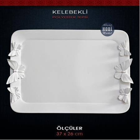 Kelebekli Tepsi (37x26 cm) Ham Polyester