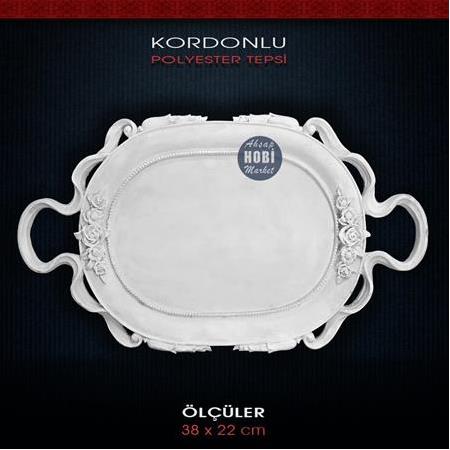 Kordonlu Güllü (38x22 cm) Ham Polyester Tepsi