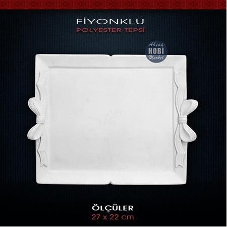 Fiyonklu Dikdörtgen Tepsi (27x22 cm) Ham Polyester