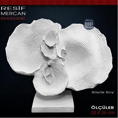 Resif Mercan Biblo Heykeli Büyük (32x26 cm) Ham Polyester