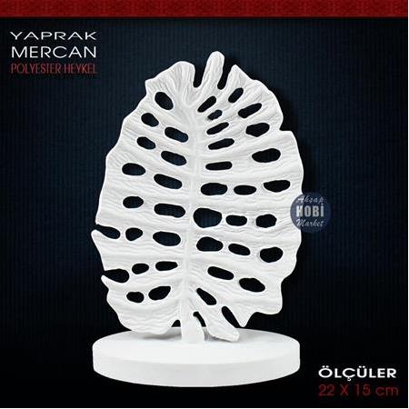 Yaprak Mercan Biblo Büyük (22x15 cm) Ham Polyester