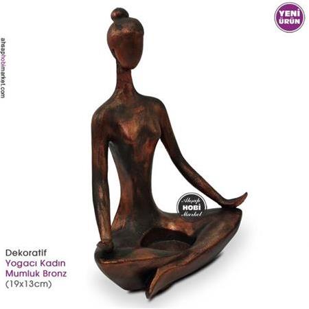 Dekoratif Yogacı Kadın Mumluk Bronz (19x13cm)