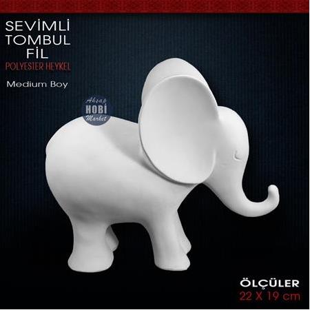 Sevimli Tombul Fil Heykeli Medium (22x19 cm) Ham Polyester