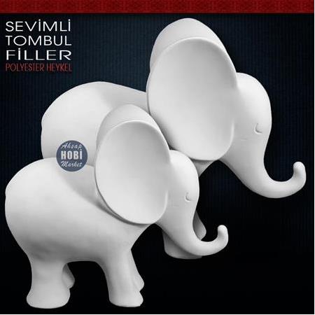 Sevimli Tombul Fil Heykeli Medium (22x19 cm) Ham Polyester