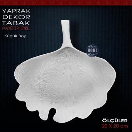 Yaprak Dekor Tabak Küçük Boy (20x20 cm) Ham Polyester