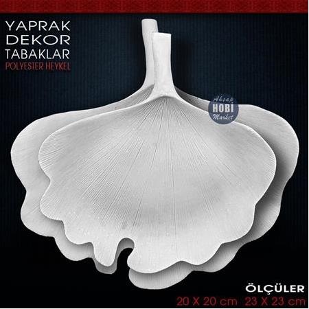 Yaprak Dekor Tabak Küçük Boy (20x20 cm) Ham Polyester