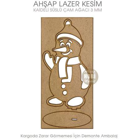 Sevimli Penguen Yılbaşı Süsü (18x11 cm) Ahşap Lazer Kesim
