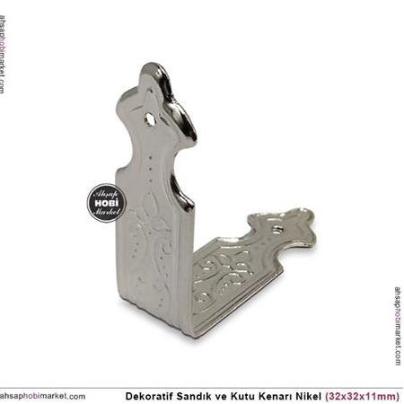 Sandık Kutu Kenarı Dekoratif (32x32x11mm) Gümüş Rengi