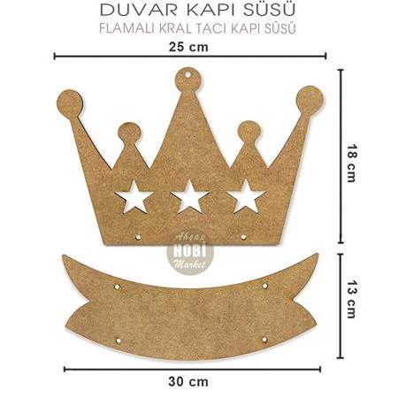 Ahşap Kral Tacı Duvar Kapı Süsü Seti (2 Parça)