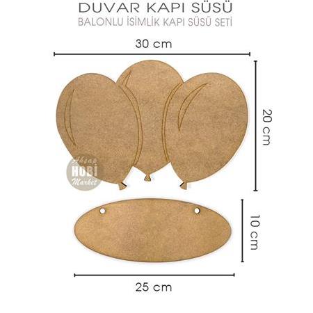 Ahşap Balonlu Oğlumun Kızımın Odası Kapı Süsü (2 Parça)