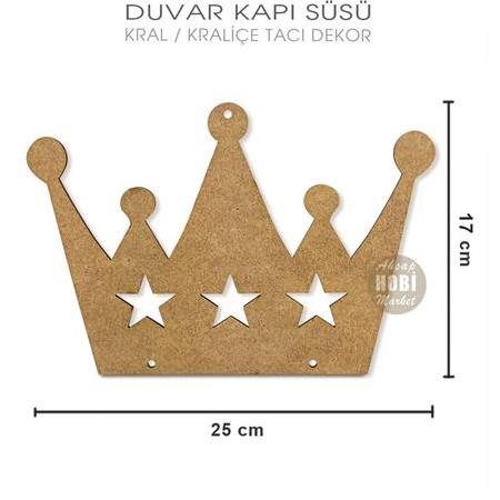 Ahşap Kral Kraliçe Tacı Duvar Kapı Süsü Pano (25x17cm) Model 2
