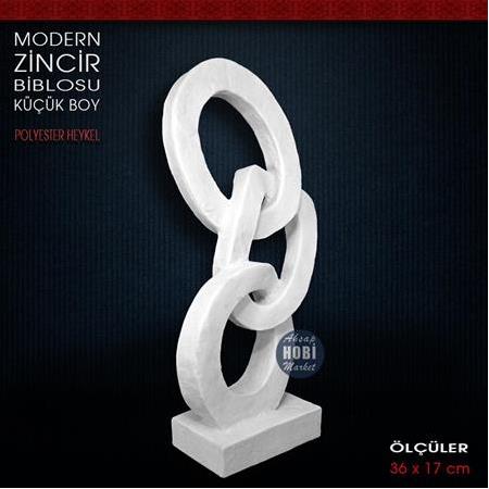 Modern Zincir Biblo Heykeli Küçük Boy (36x17 cm) Ham Polyester