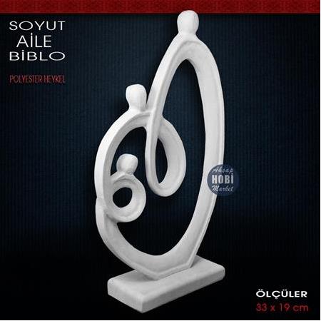 Soyut Aile Biblo Heykeli (33x19 cm) Ham Polyester