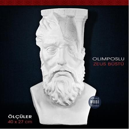Olimposlu Zeus Büst Heykeli Polyester (40x27cm)