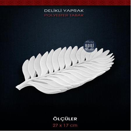 Dekoratif Delikli Yaprak Tabak (27x17cm) Ham Polyester