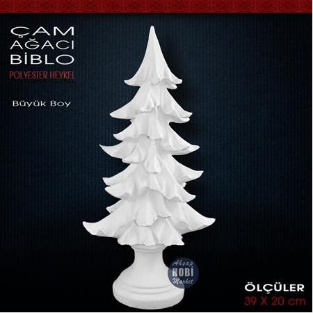 Çam Ağacı Heykeli Büyük Boy (39x20 cm) Ham Polyester