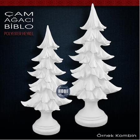 Çam Ağacı Heykeli Büyük Boy (39x20 cm) Ham Polyester