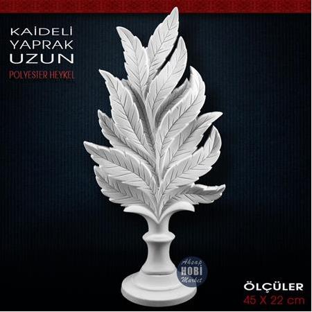 Kaideli Yaprak Heykeli Uzun Boy (45x22 cm) Ham Polyester