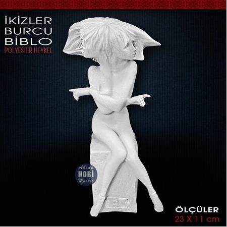 İkizler Burcu Biblo Heykeli (23x11 cm) Ham Polyester