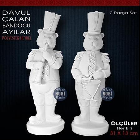Bandocu Ayılar Biblo Seti (2 Parça) Ham Polyester