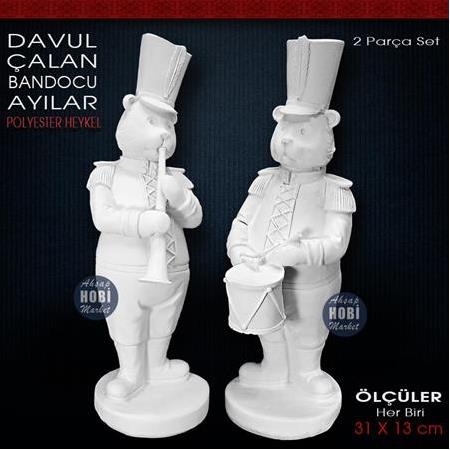 Bandocu Ayılar Biblo Seti (2 Parça) Ham Polyester